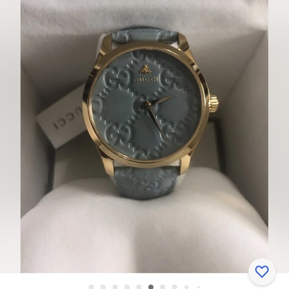 COPY - GUCCI WOMENSWEAR G-TIMELESS SIGNATURE LEATHER STRAP WATCH BABY BLUE AND … - Picture 3 of 9